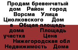 Продам бревенчатый дом › Район ­ город Ворсма › Улица ­ Циолковского  › Дом ­ 11а › Общая площадь дома ­ 37 › Площадь участка ­ 600 › Цена ­ 900 000 - Нижегородская обл. Недвижимость » Дома, коттеджи, дачи продажа   . Нижегородская обл.